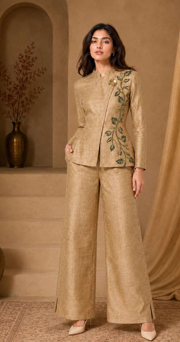 Mayukhi Muga Silk Coat Set